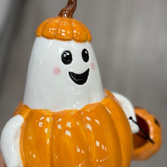 Halloween Ghost In Pumpkin With Hanging Jack O Lantern Pail Bucket Decor 🎃 - Picture 8 of 8